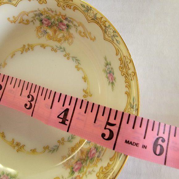4 Noritake China Japan ACACIA Small Fruit Desert Bowls Golden Floral Pink Roses - Picture 5 of 7